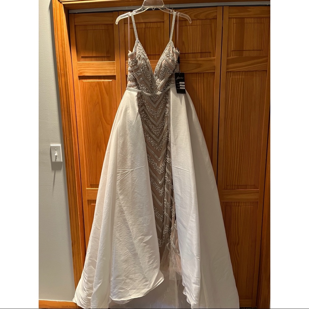 Johnathan Kayne Beaded Gown with Overskirt